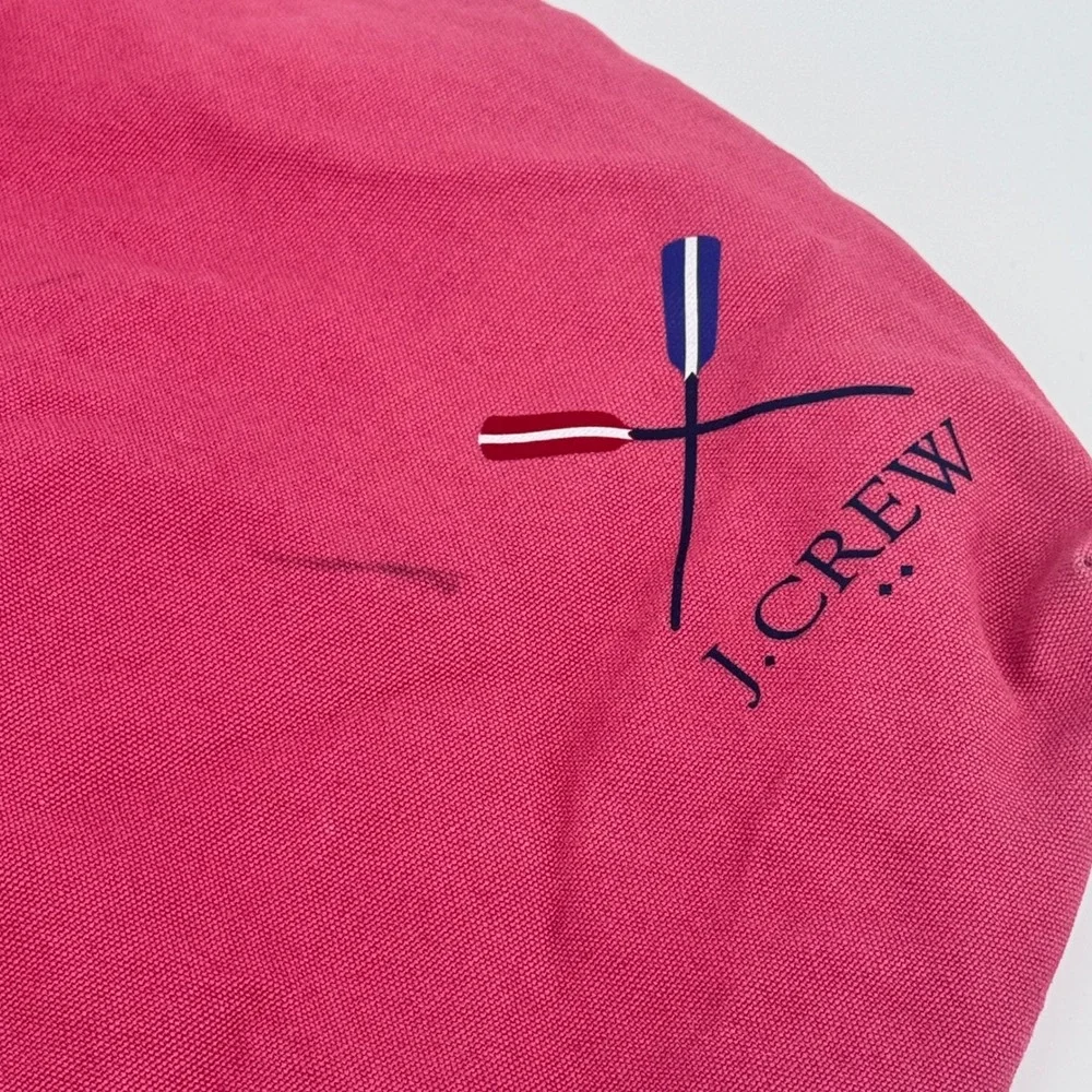 J. Crew Pink Canvas Tote Bag Beach Travel Everyday Casual‎ Nautical Logo